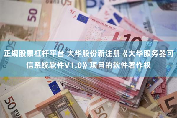 正规股票杠杆平台 大华股份新注册《大华服务器可信系统软件V1.0》项目的软件著作权