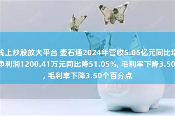 线上炒股放大平台 壹石通2024年营收5.05亿元同比增8.60%, 净利润1200.41万元同比降51.05%, 毛利率下降3.50个百分点