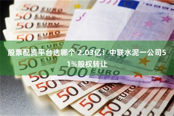 股票配资平台选哪个 2.03亿！中联水泥一公司51%股权转让
