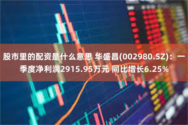 股市里的配资是什么意思 华盛昌(002980.SZ)：一季度净利润2915.95万元 同比增长6.25%